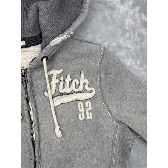 Abercrombie & Fitch Muscle Hoodie Sz L Vintage Y2K Heavyweight Distressed Zip Up - Picture 3 of 13